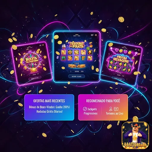 Ofertas de jogos de cassino no 444tiger, com diversas opções e promoções especiais.